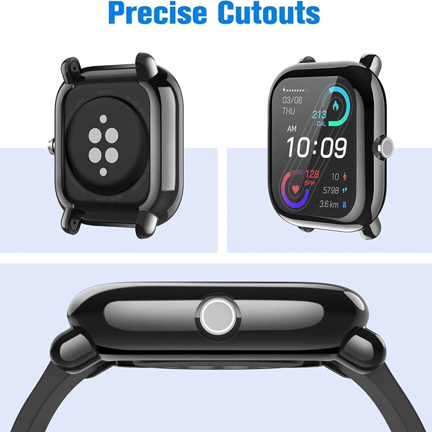 Precise Cutouts

AMAZFIT  
WATER RESISTANT  
CHINA

03/08  
THU  
AM  
10:09

213 CAL  
128 BPM  
10  
5798  
3.6 km