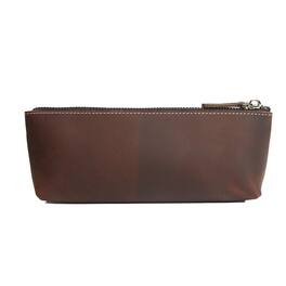 Steel Horse Leather - The Pallavi | Leather Pencil Case and Makeup Bag - Dark Brown