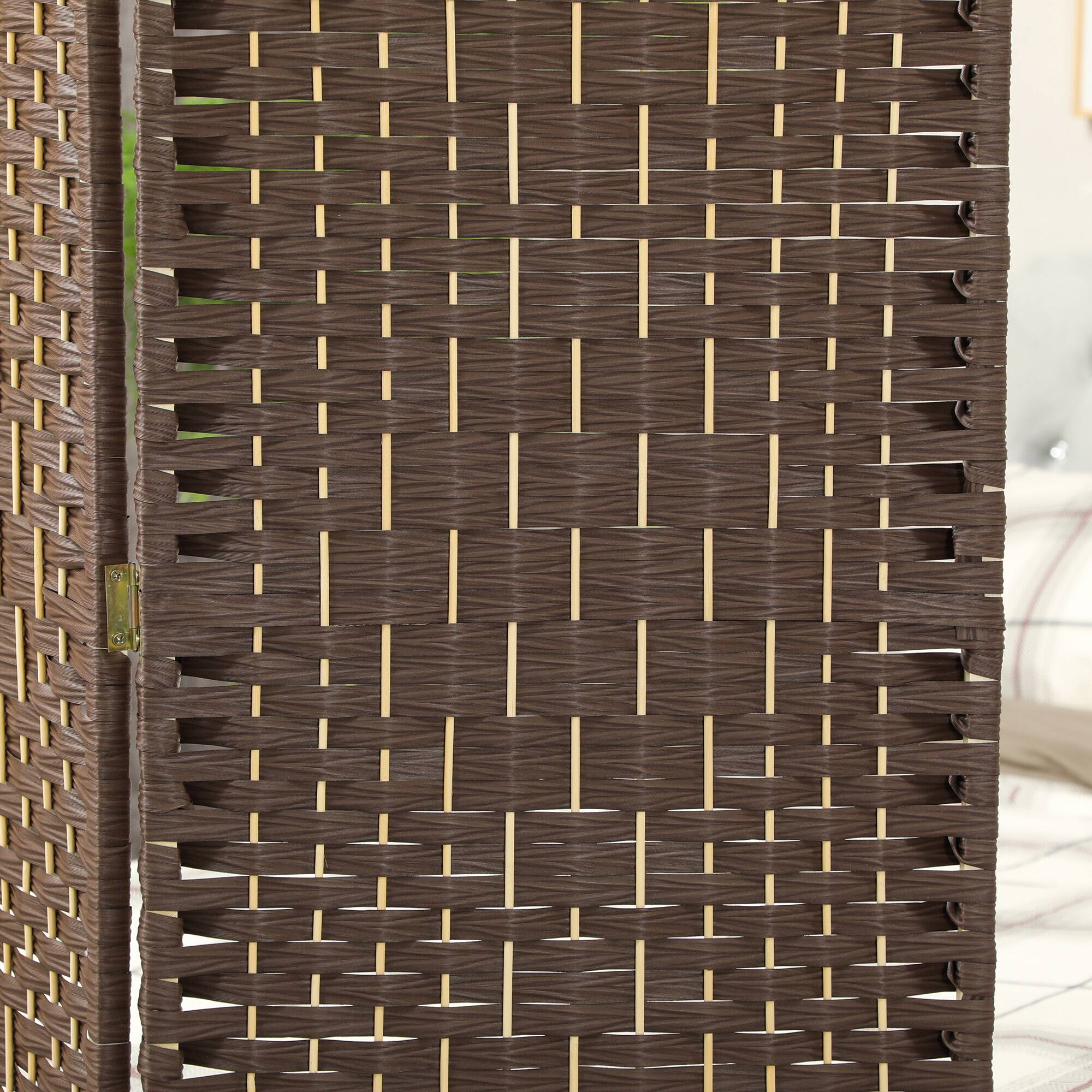 Alt View 7. Homcom - Room Divider, Folding Privacy Screen, Tall Hand-Woven Freestanding Wall Partition for Home Office and Bedroom - Brown.