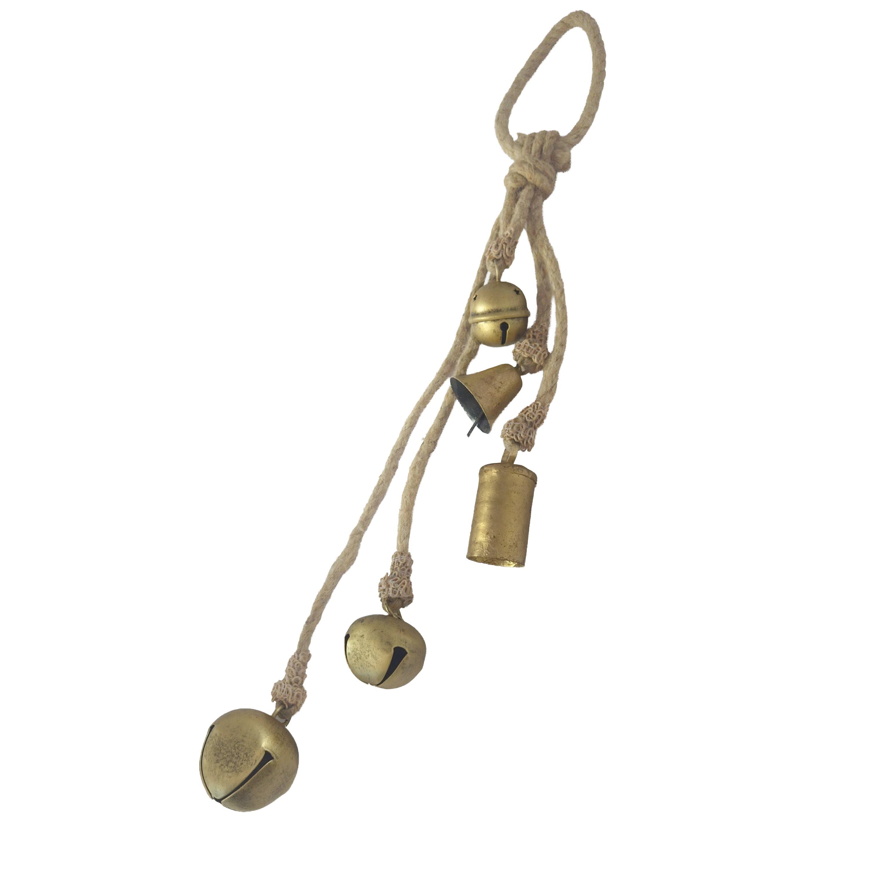 Manhattan Lane Soma 5 Assorted Shape Bells on Jute Rope, Antique Gold ...