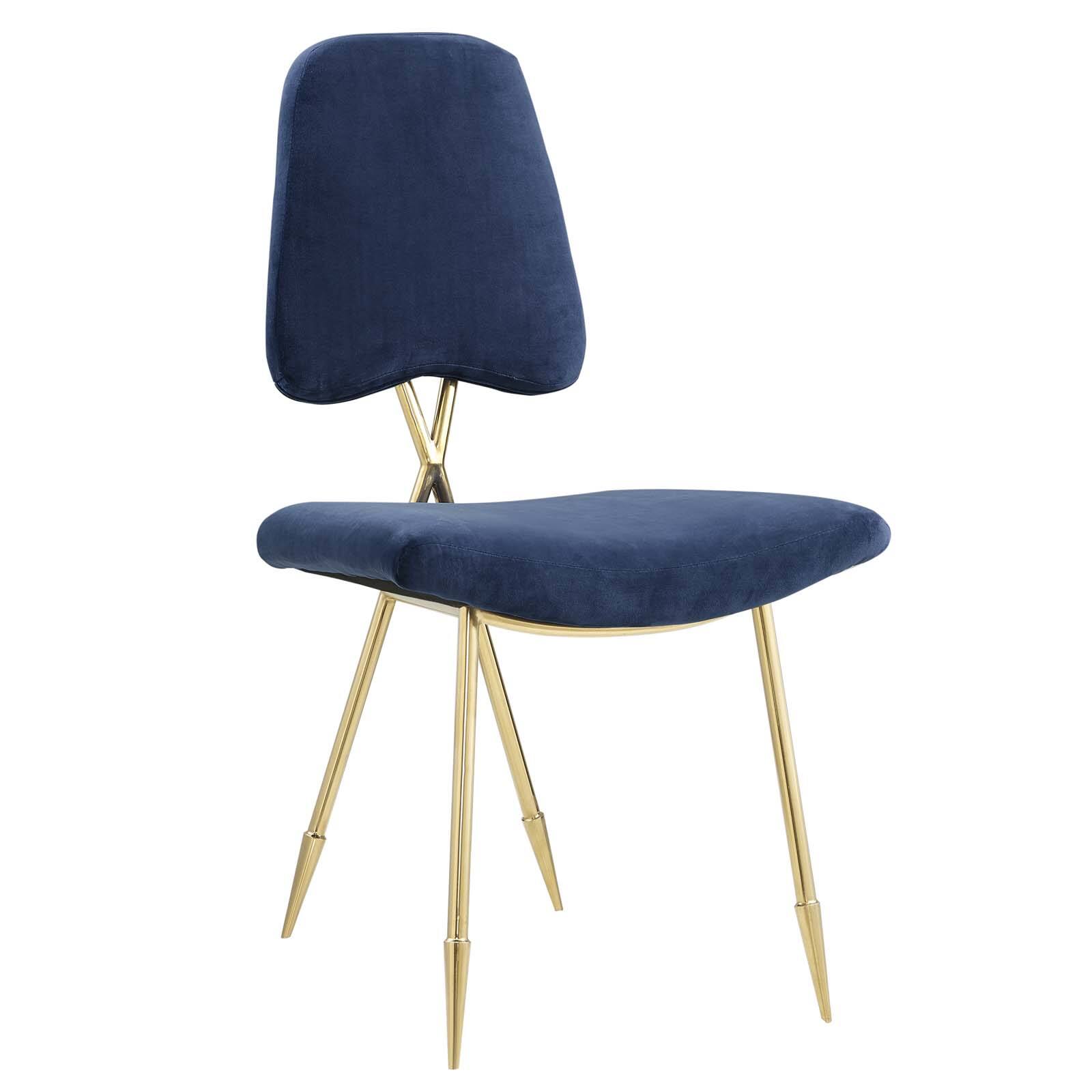 Angle. Modway - Ponder Performance Velvet Dining Side Chair by Modway - Navy.