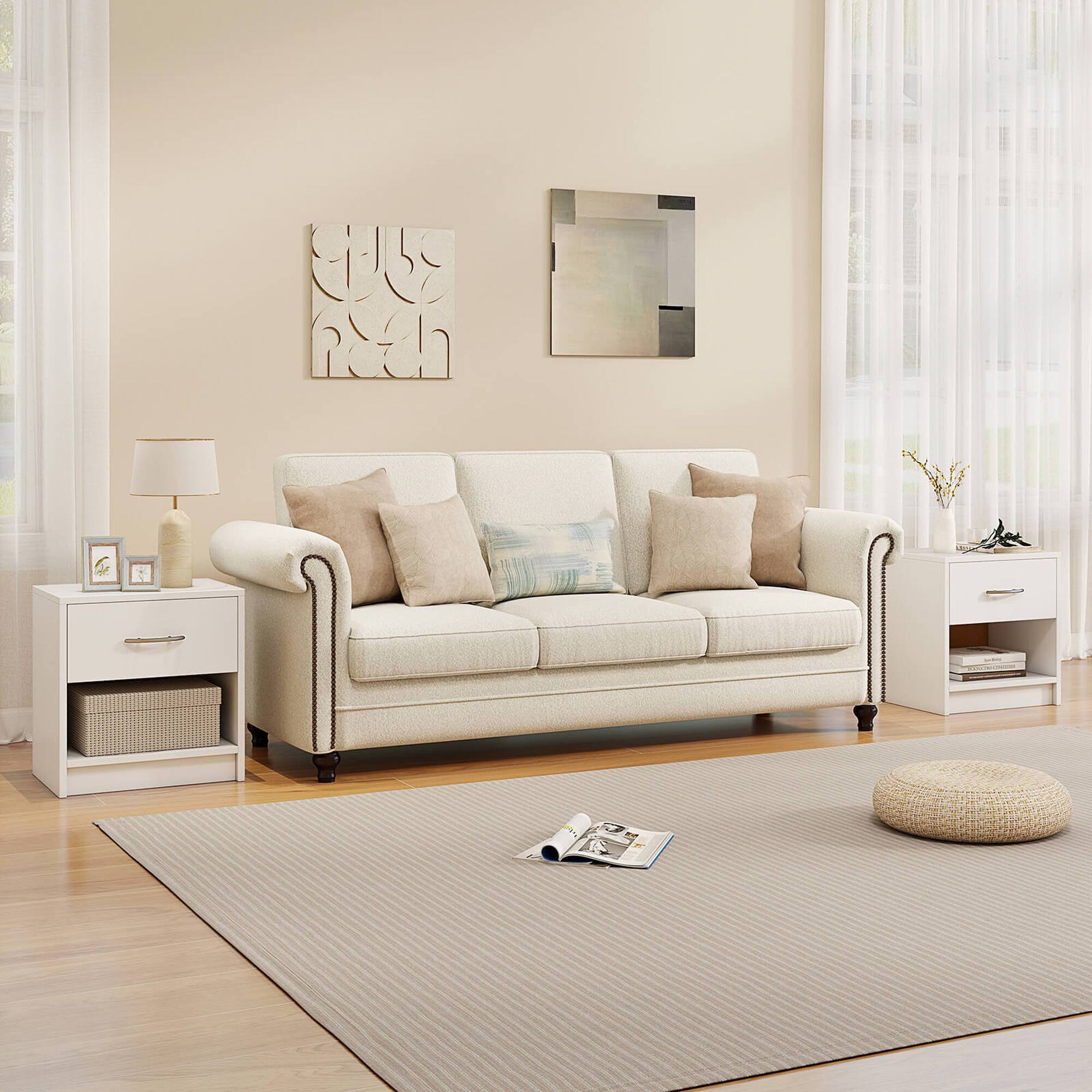 Alt View 5. Costway - Costway Modern Nightstand Bedside Table with Drawer Open Storage Shelf for Small Spaces - White.