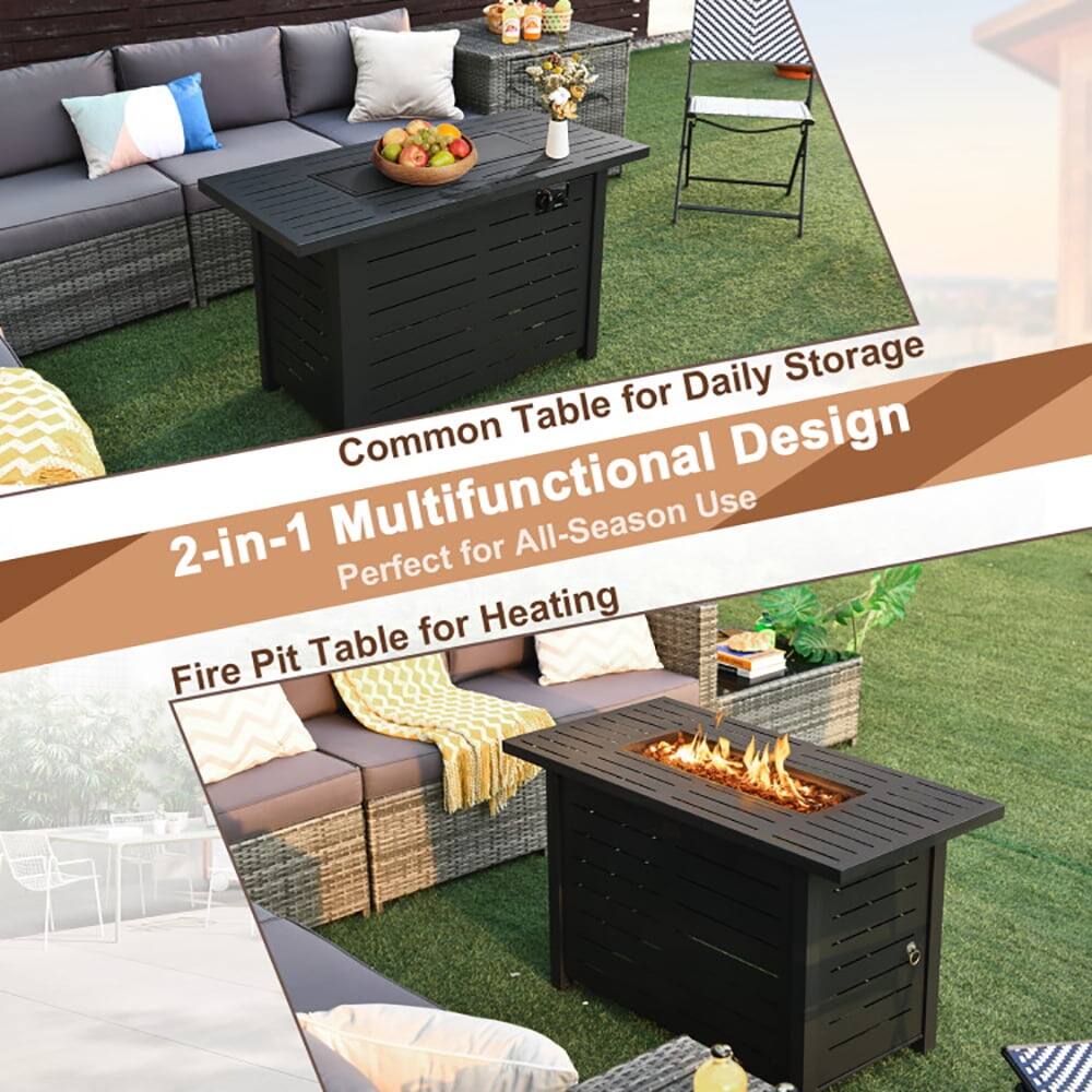Common Table for Daily Storage  
2-in-1 Multifunctional Design  
Perfect for All-Season Use  
Fire Pit Table for Heating