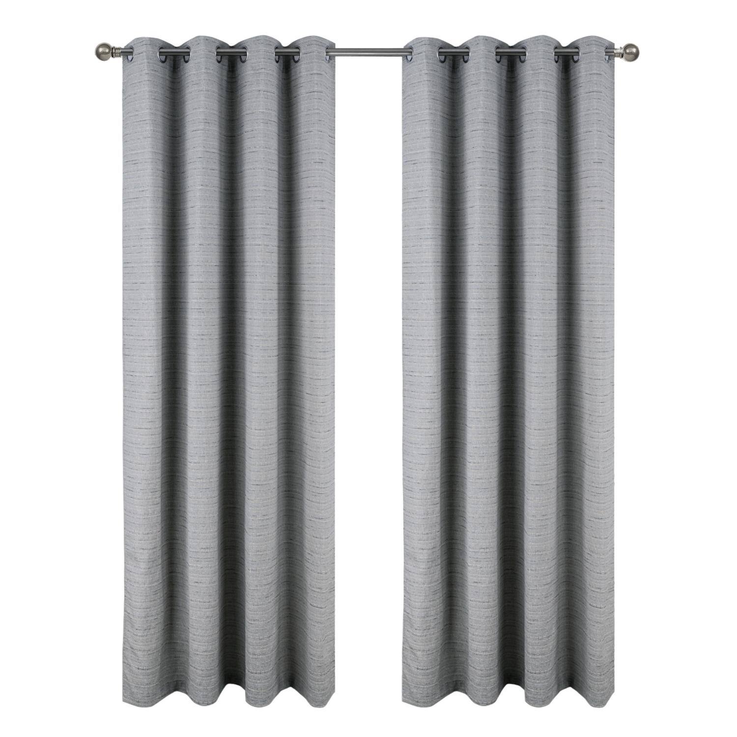Front. RT Designers Collection - RT Designer Collection Kensington Jacquard Foam Backed Luxurious Decorative Grommet Curtain Panel 54" x 84" Grey - Grey.