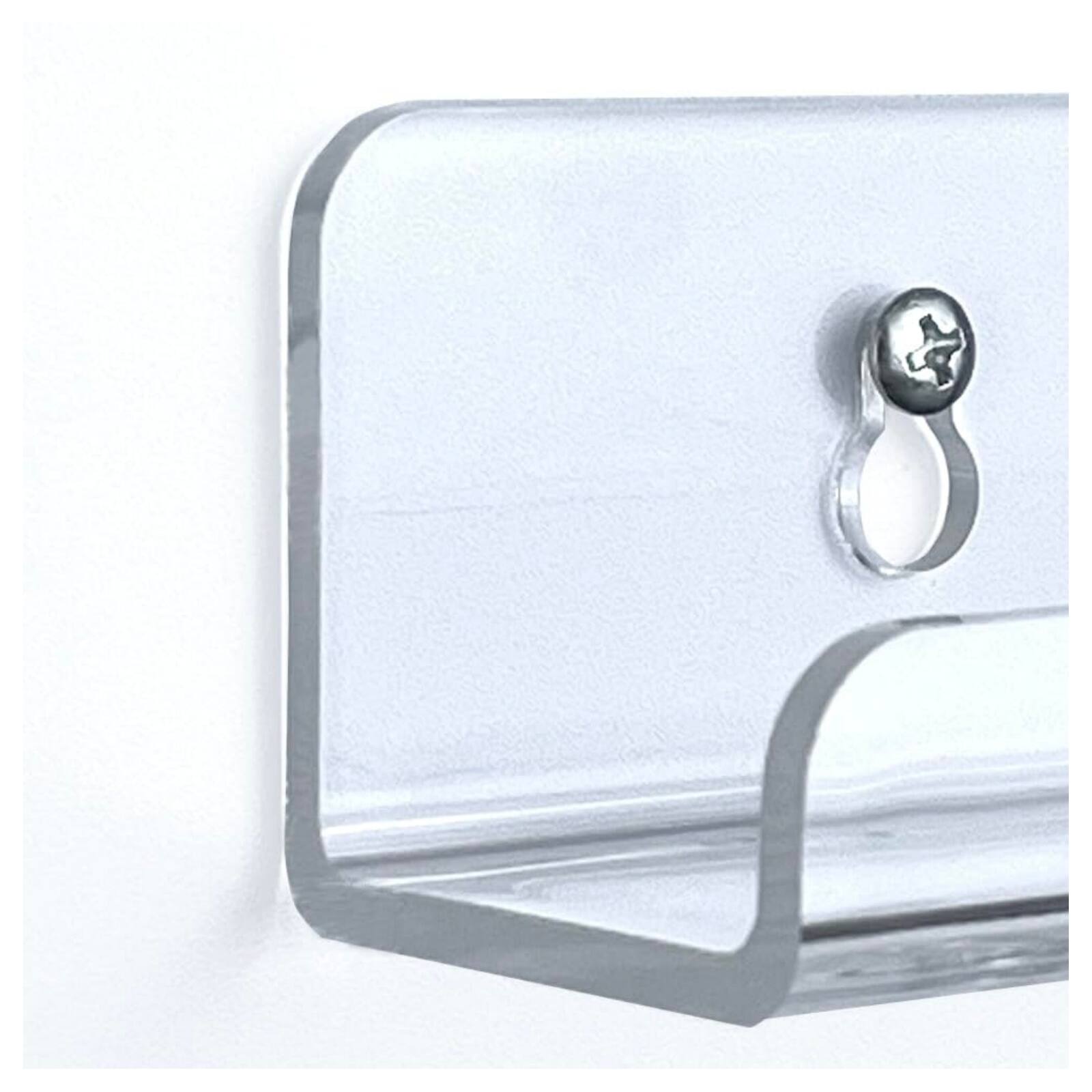Left. Dazzed Corner - 7 Inch Acrylic Floating Wall Shelf, Clear Shelf Wall Mount 8 Pack - Clear.