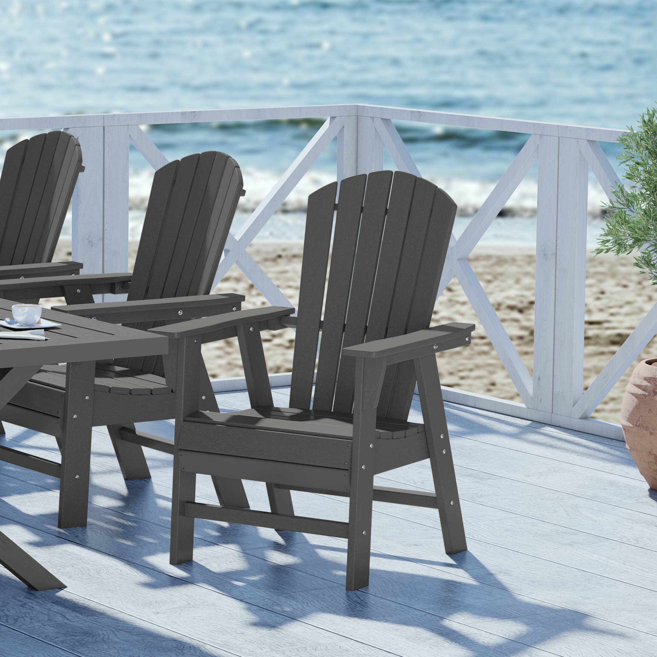 Angle. WestinTrends - WestinTrends Dylan Outdoor Patio Shell-back Adirondack Dining Chair Weather Resistant - Gray.