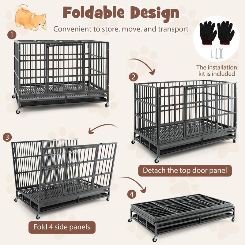 1. Foldable Design Convenient to store, move, and transport
2. The installation kit is included
3. Detach the top door panel
4. Fold 4 side panels