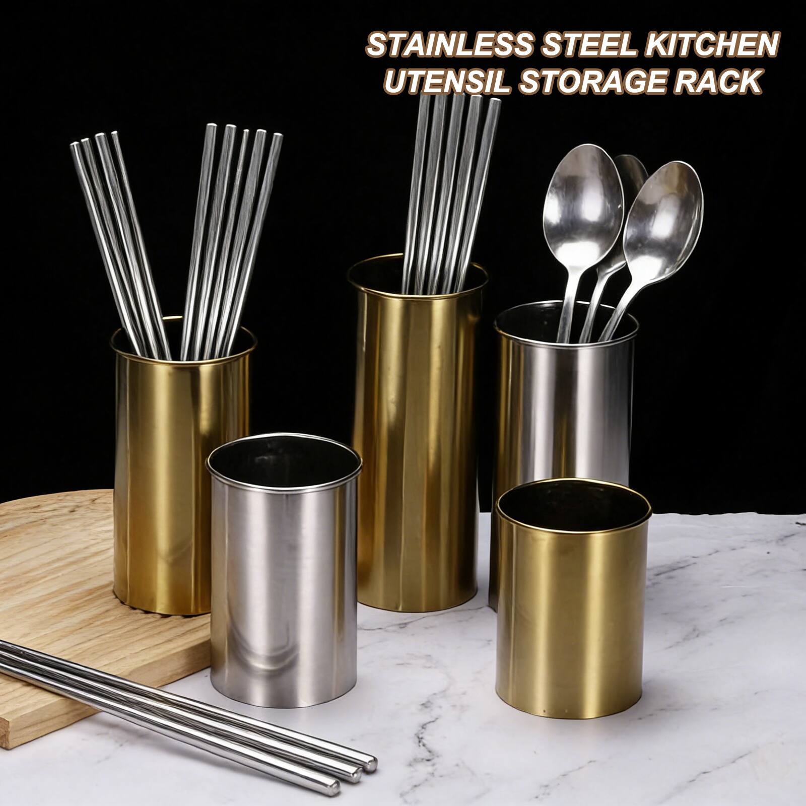 STAINLESS STEEL KITCHEN UTENSIL STORAGE RACK
