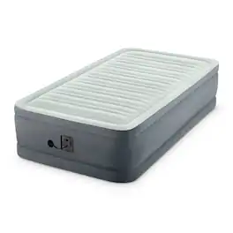 Intex - PremAire I Fiber-Tech Elevated Air Mattress Bed with Built-In Pump, Twin - Gray
