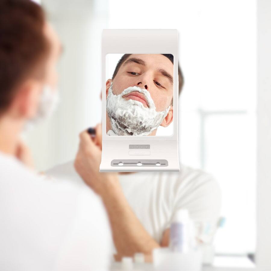 Alt View 1. Zadro - Fogless LED Lighted Wall Mounted  Shower Mirror with Suction Cups & Stored Squeegee - White.