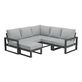 WestinTrends - Montara 6-Piece Outdoor Patio Corner Sectional Sofa Conversation Set - Light Gray