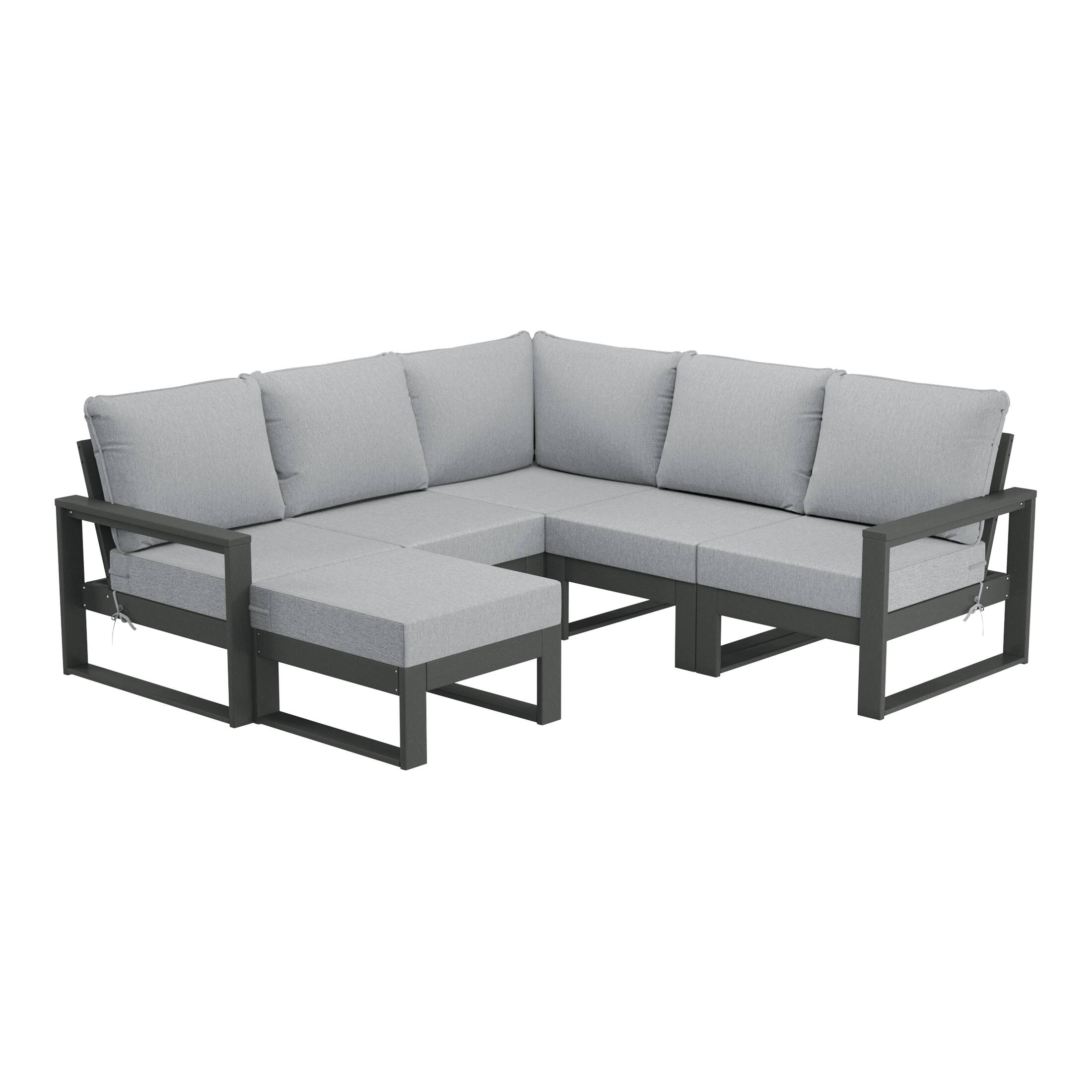 Front. WestinTrends - WestinTrends Montara 6-Piece Outdoor Patio Corner Sectional Sofa Conversation Set - Light Gray.