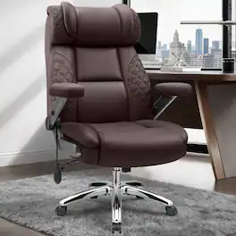 Brick Attic - 500lbs Big&Tall Executive Office Chair,High Back Ergonomic Computer Chair with Adjustable Lumbar Support &5D Flip Arms - Coffee Brown