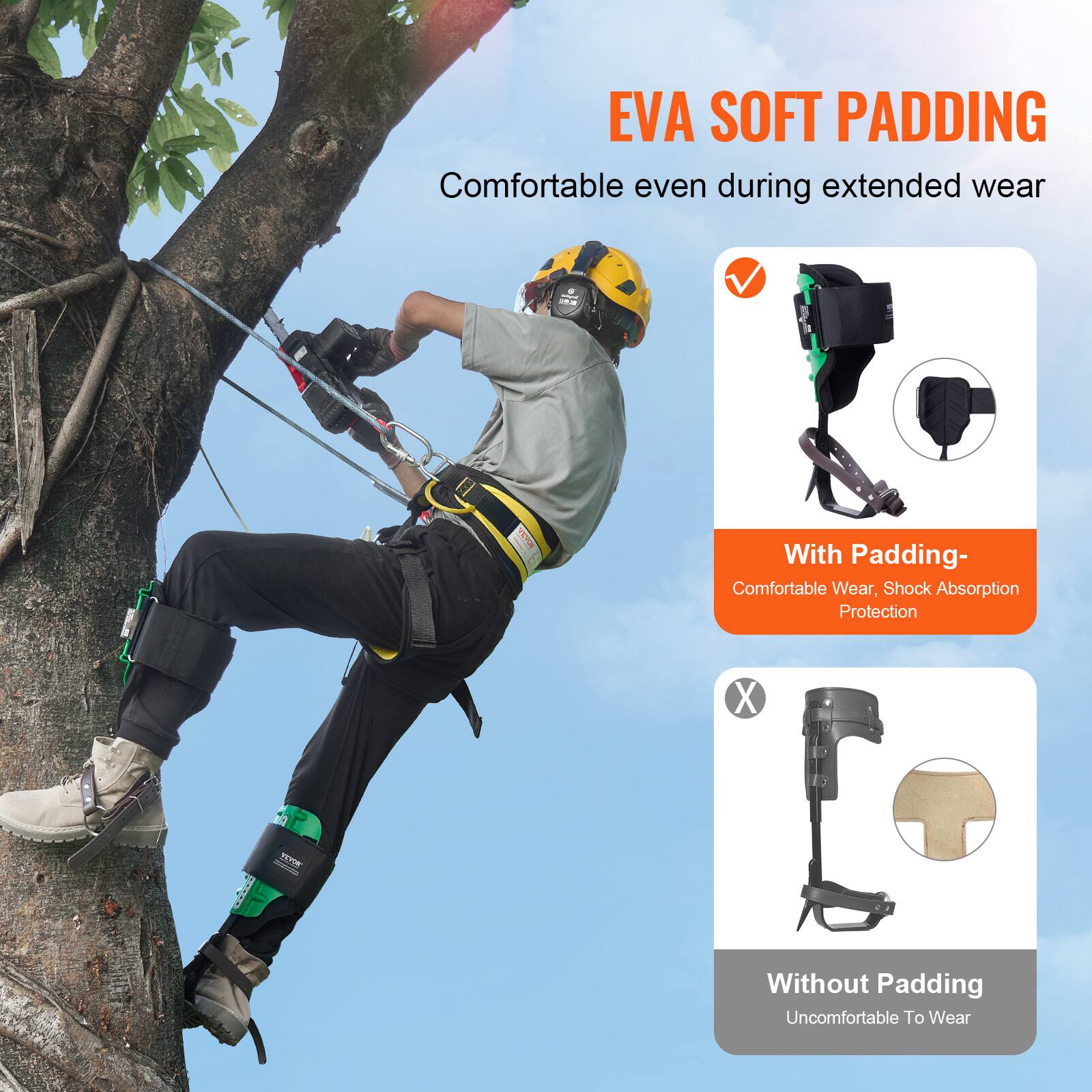 EVA SOFT PADDING  
Comfortable even during extended wear

With Padding-  
Comfortable Wear, Shock Absorption Protection

Without Padding  
Uncomfortable To Wear