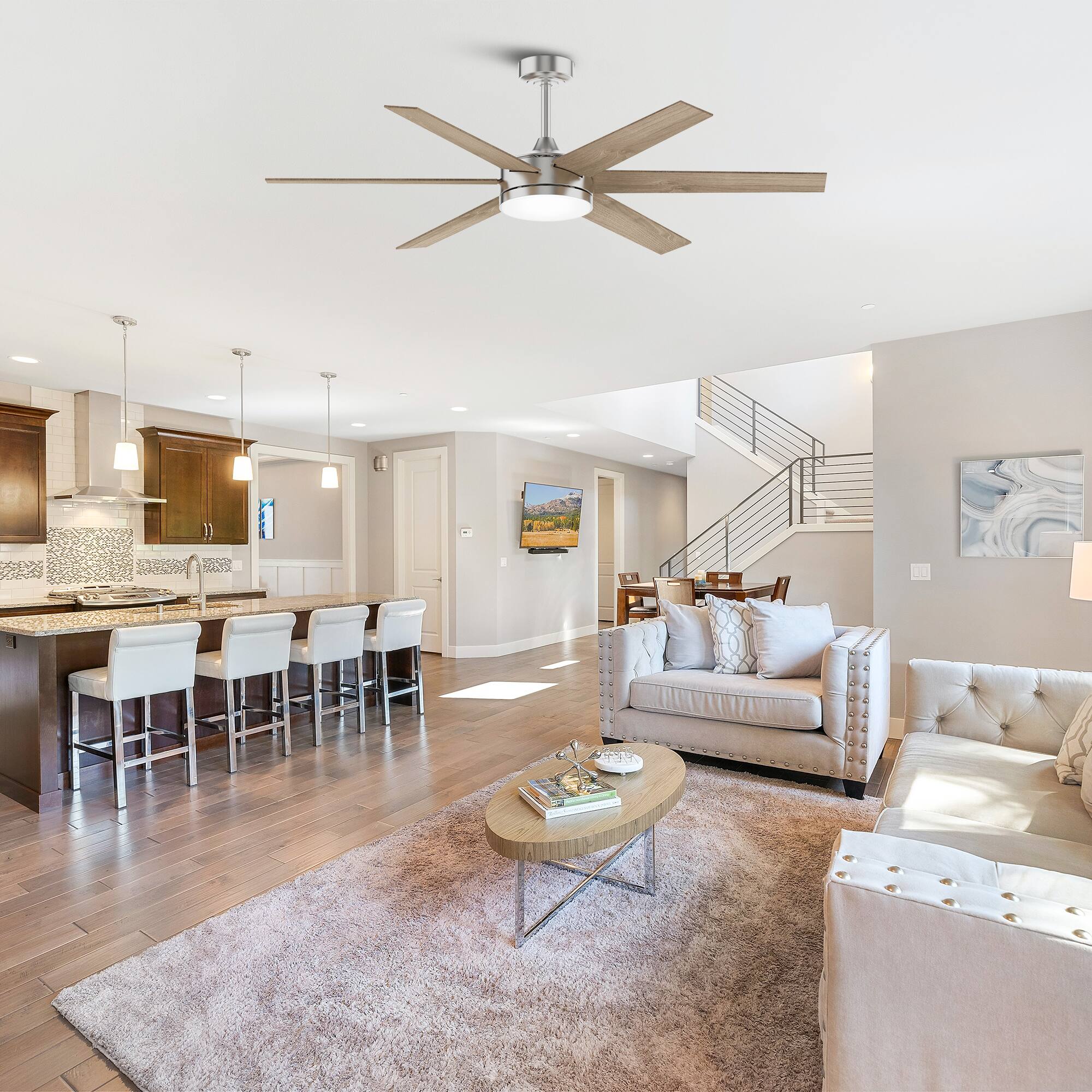 Angle. Vaczon - 60" Brushed Nickel 3CCT Integrated LED Smart Ceiling Fan with Light and APP - Nickel.