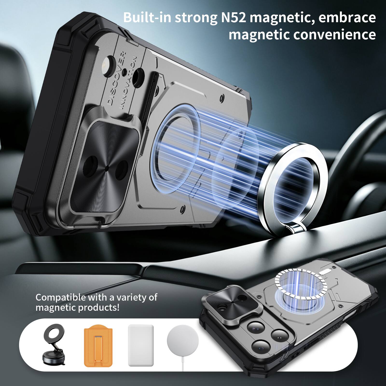 Built-in strong N52 magnetic, embrace magnetic convenience

Compatible with a variety of magnetic products!