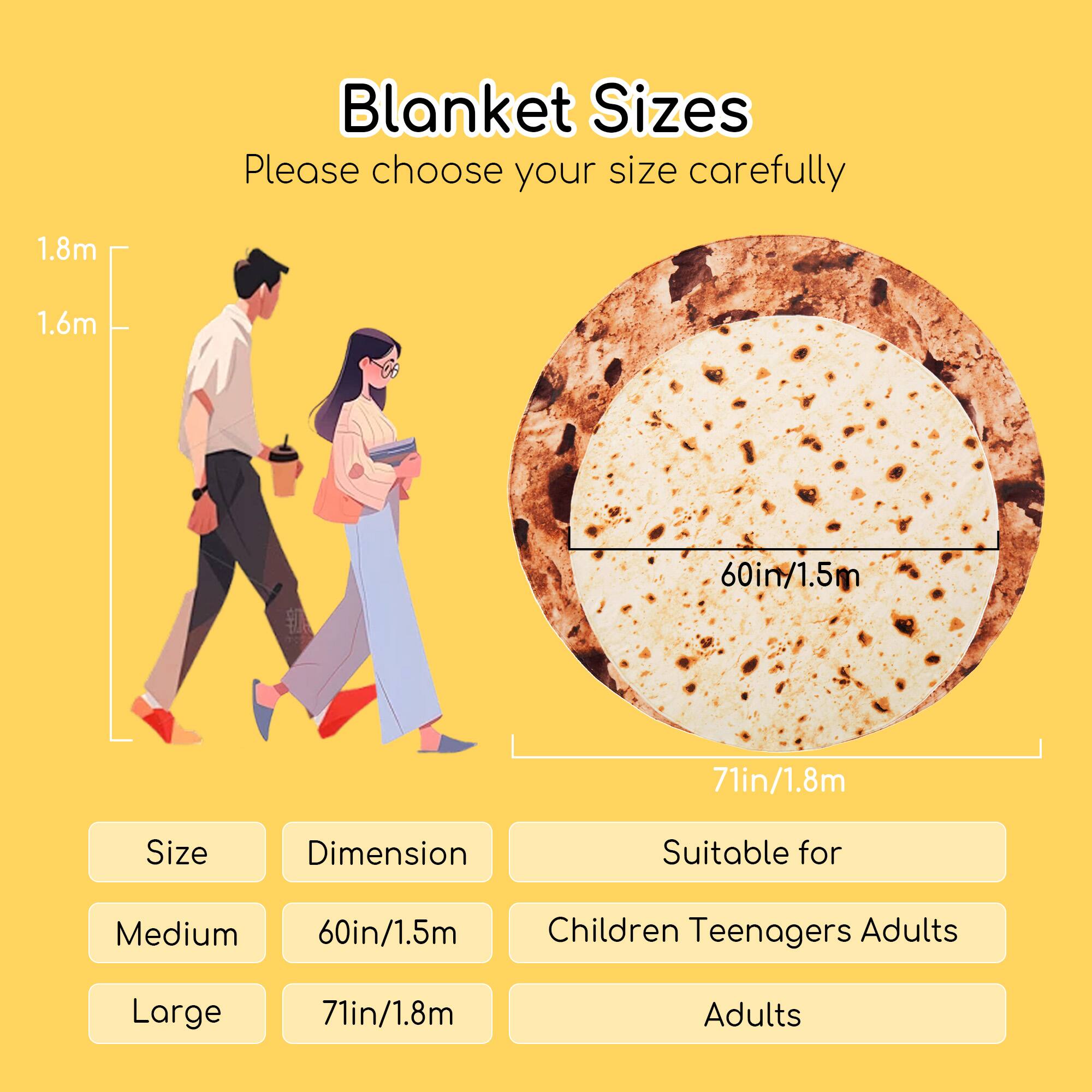 Blanket Sizes
Please choose your size carefully
1.8m
1.6m
60in/1.5m
71in/1.8m
Size
Dimension
Suitable for
Medium
Large
60in/1.5m
71in/1.8m
Children Teenagers Adults
Adults