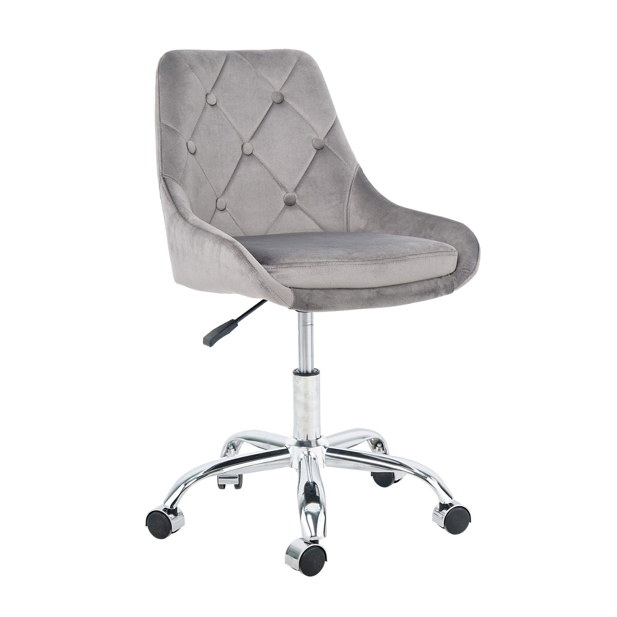 Front. Ecooso - Modern velvet fabric with chrome legs living room furniture dining chair, soft and comfortable,adjustment, free movement - Grey.