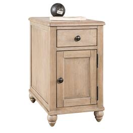 Manhattan Lane - Cherie Side End Table, 1 Drawers 1 Door, Light White Wash, 24 Inch - White Wash Brown, Black