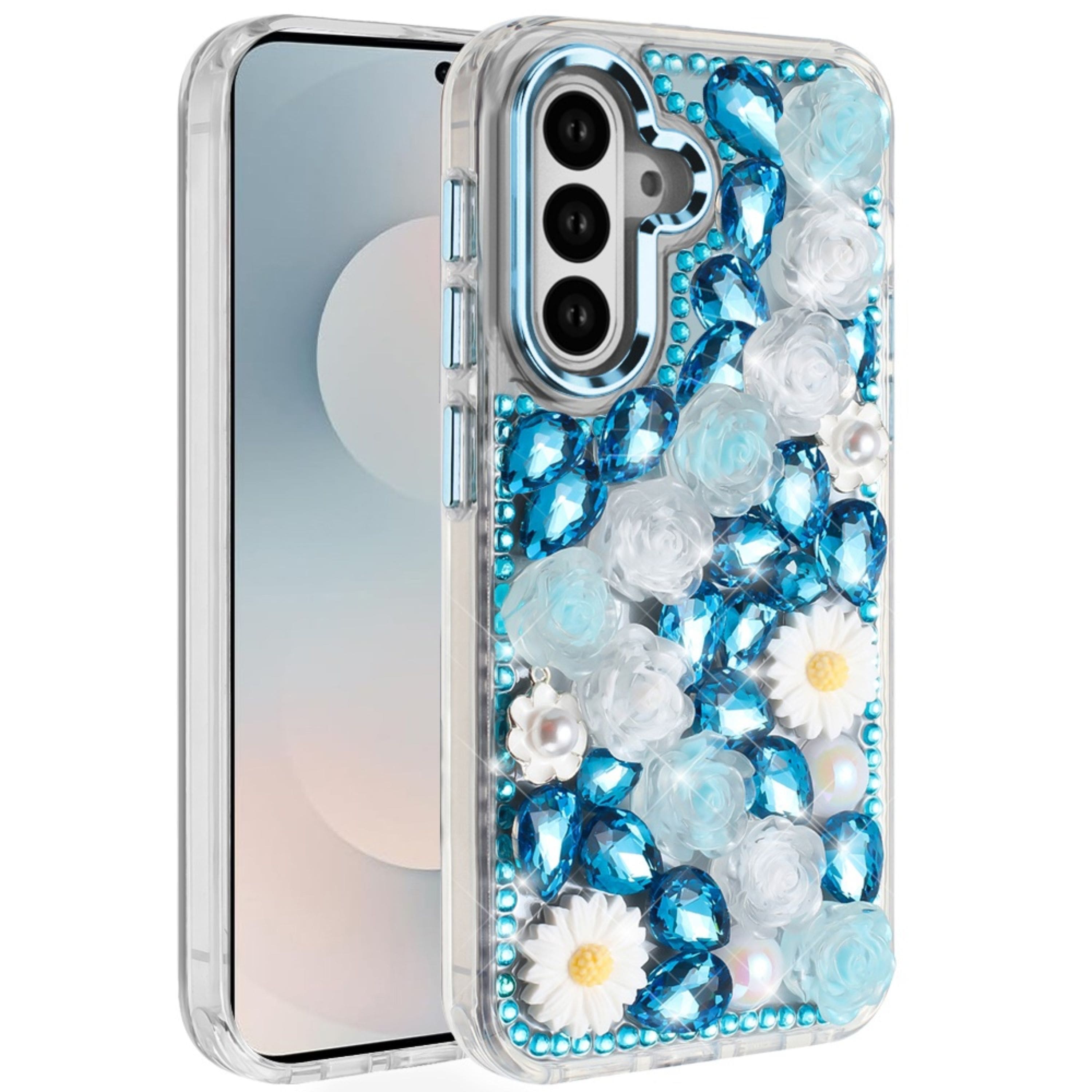 Kitcheniva - 3D Rhinestone Jewel Bling Case With Tempered Glass For Samsung S26 Plus - Blue price history on PriceWatchPro