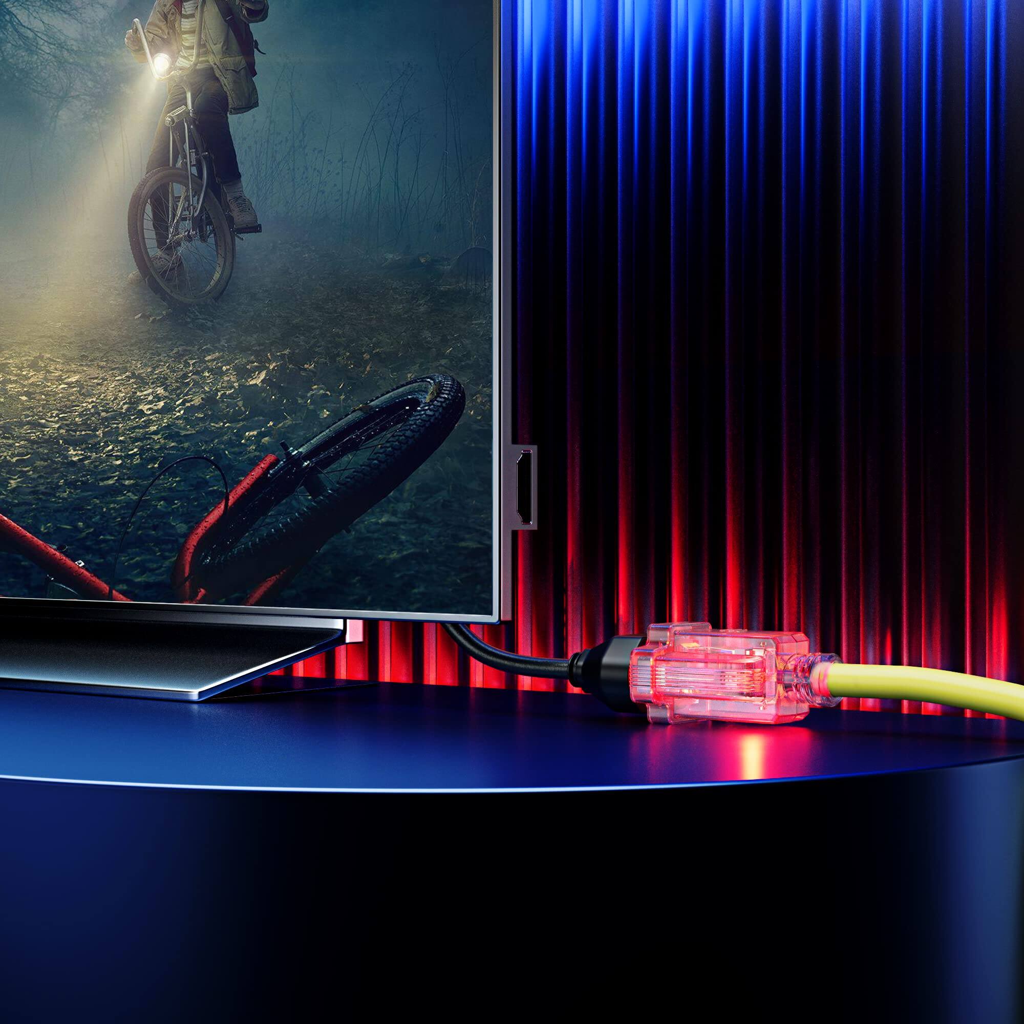 Alt View 5. Maximm - 50 Ft Extension Cord – 16 AWG, 3-Prong Grounded, Lighted End, Heavy Duty Indoor/Outdoor Power Cable, ETL Listed - Yellow.