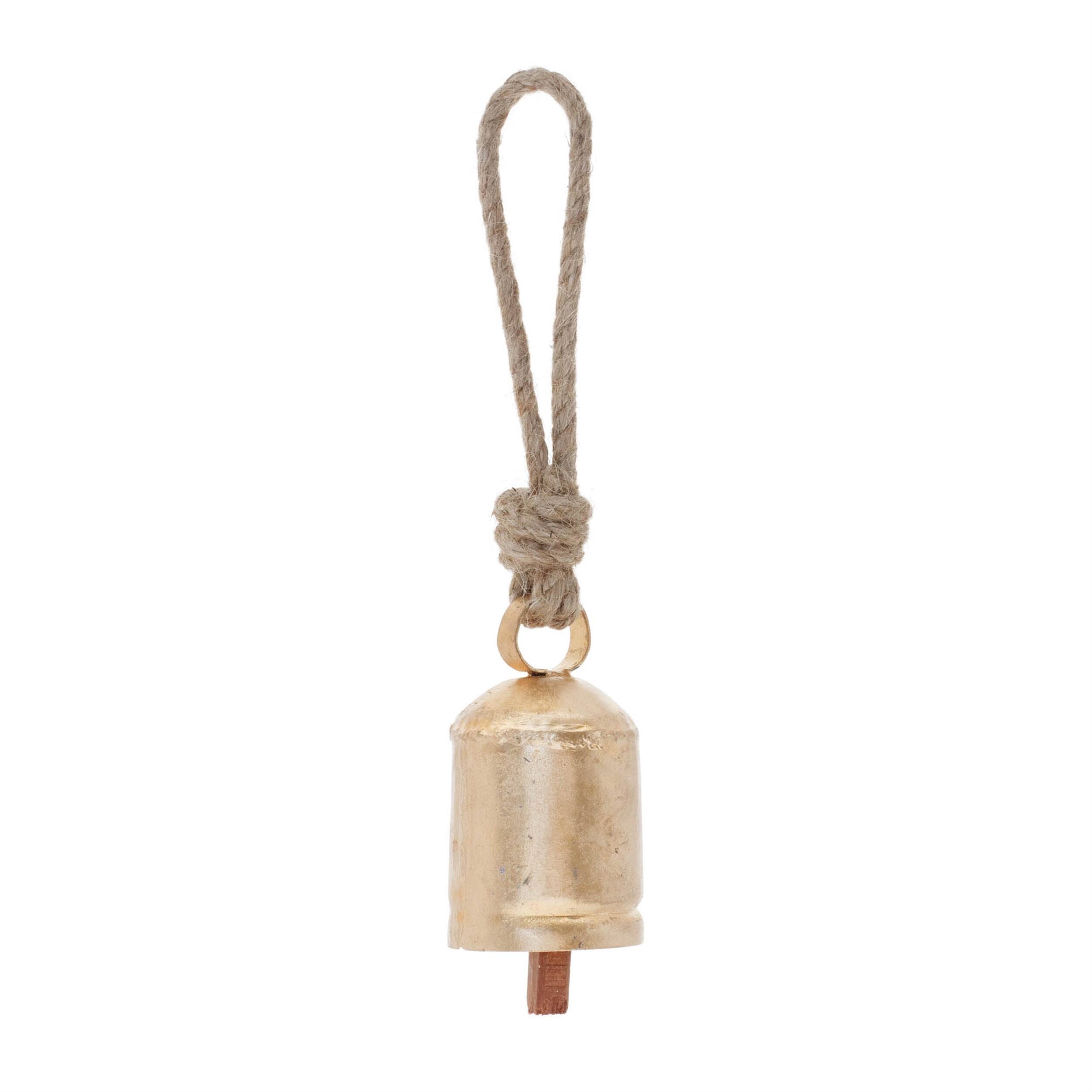 Angle. BreeBe - Gold Metal Bell Ornament (Set of 6) - Gold.