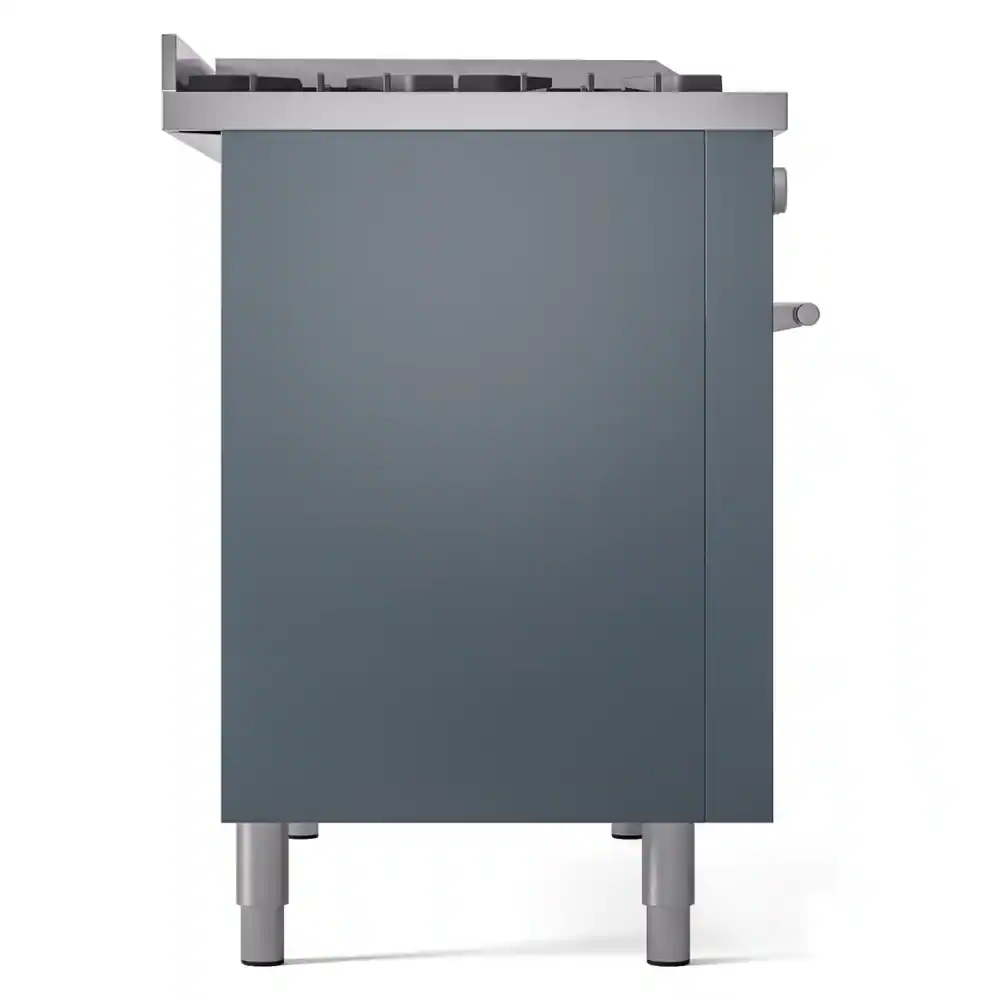 Alt View 8. ILVE - ILVE Professional Plus II Series 48 in. Dual Fuel Range with 5 Sealed Burners + Griddle (Natural Gas, Satin Trim) - Blue Grey.