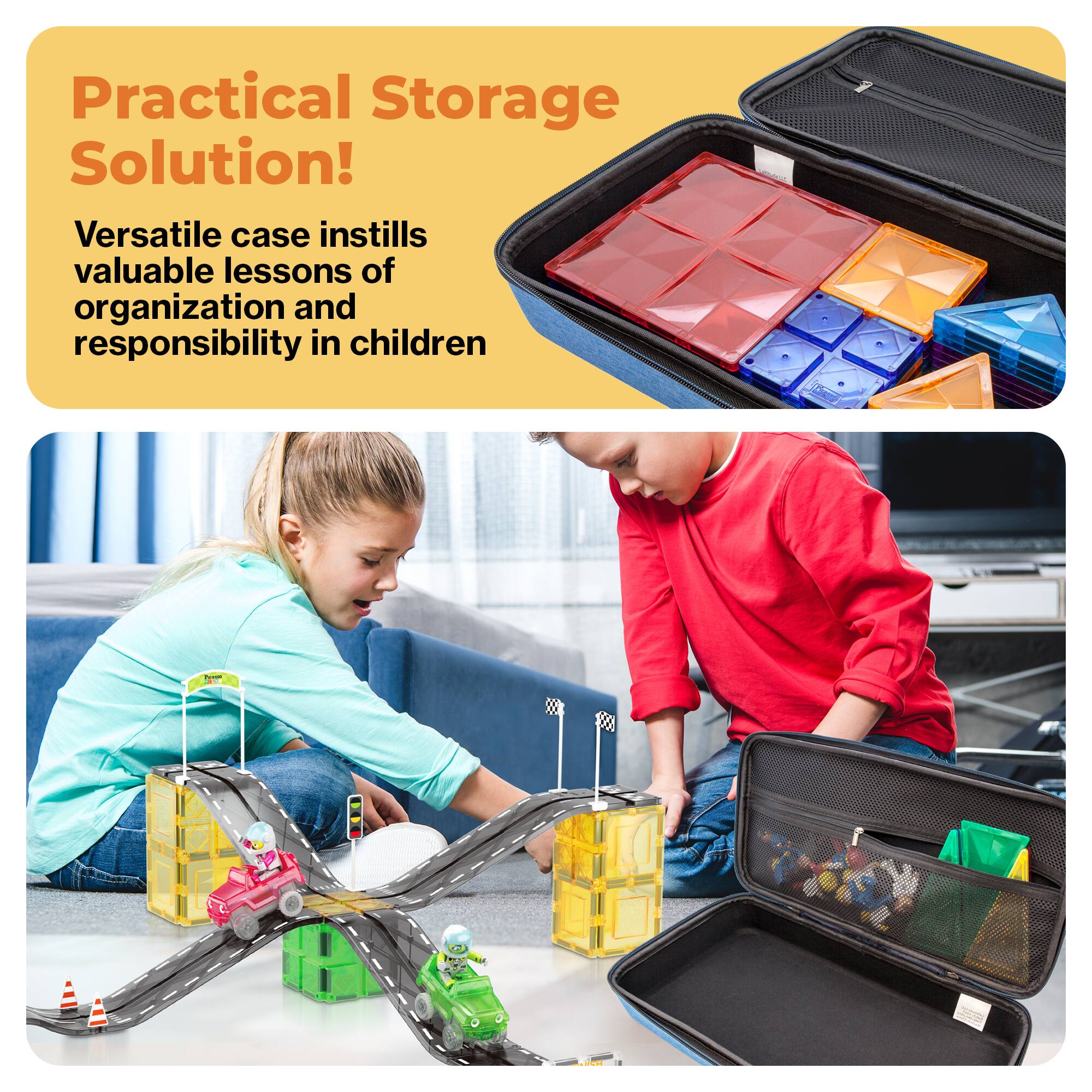 Practical Storage Solution!  
Versatile case instills valuable lessons of organization and responsibility in children