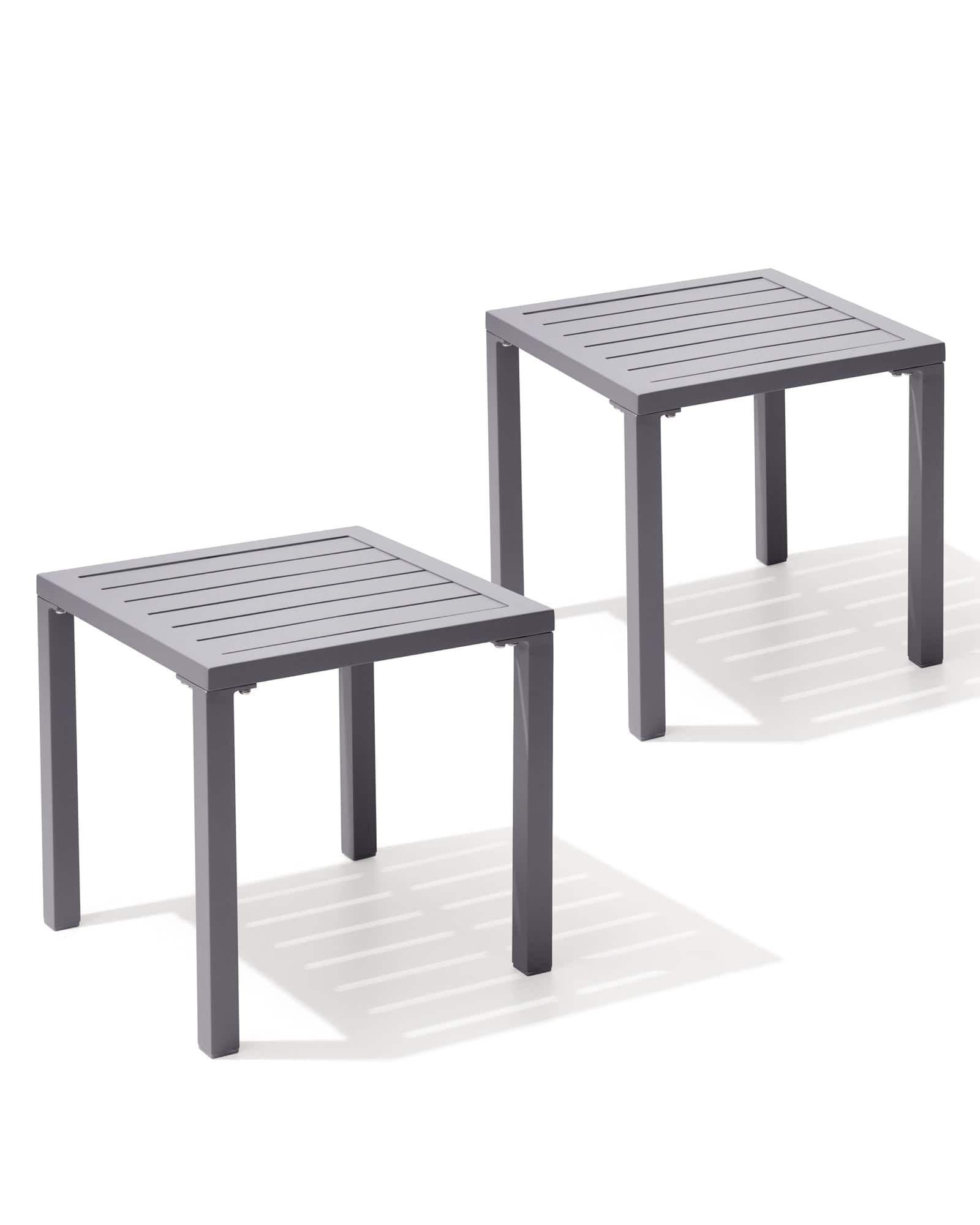 Crestlive Products - Aluminum Square Side Table Small Patio Coffee Bistro - Gray