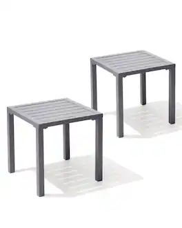 Crestlive Products - Aluminum Square Side Table Small Patio Coffee Bistro - Gray