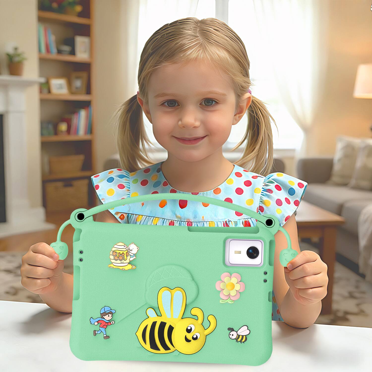 Alt View 2. Dteck - for Samsung Galaxy Tab S11 1"2025(X730/X736) Kids EVA Tablet Case, Cut Cartoon Folding Stand Shockproof Cover + Handle - Lightcyan.