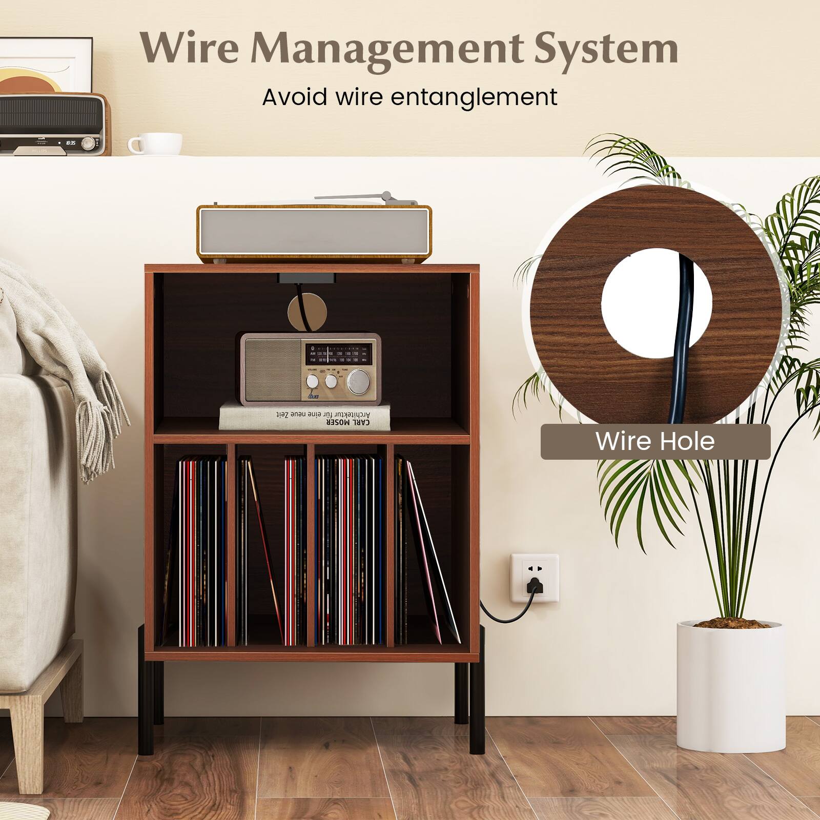 Wire Management System  
Avoid wire entanglement  

Wire Hole