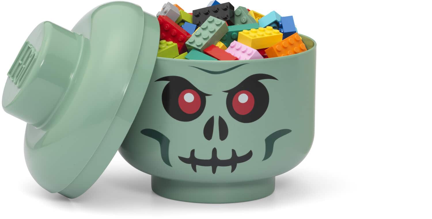 Room Copenhagen - LEGO Small Stackable Storage Head, Green Skeleton - COLLECTABLES - Multicolor