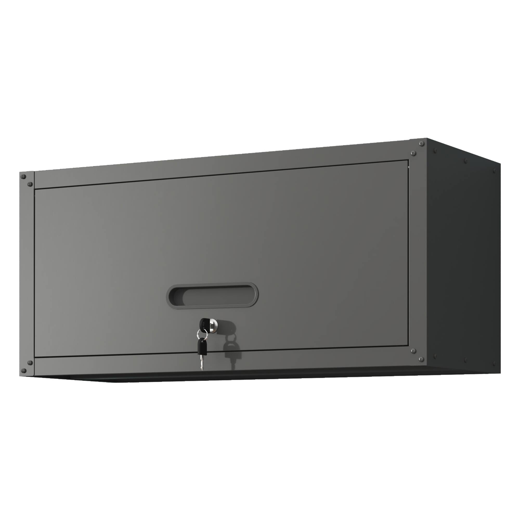 Front. Dexmalle - Dexmalle-Heavy Duty Metal Wall Mounted Tool Storage Cabinet with Lock-Black.
