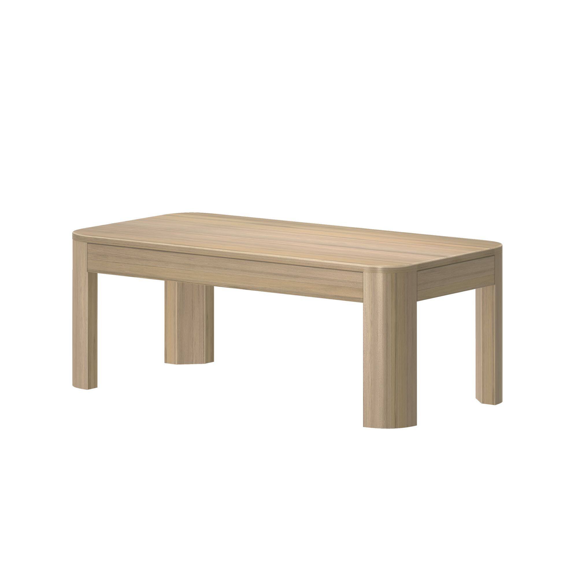 Alt View 2. Plank+Beam - Modern Rounded Rectangular Coffee Table (40in x 20in / 1020mm x 510mm), Blonde - Blonde.
