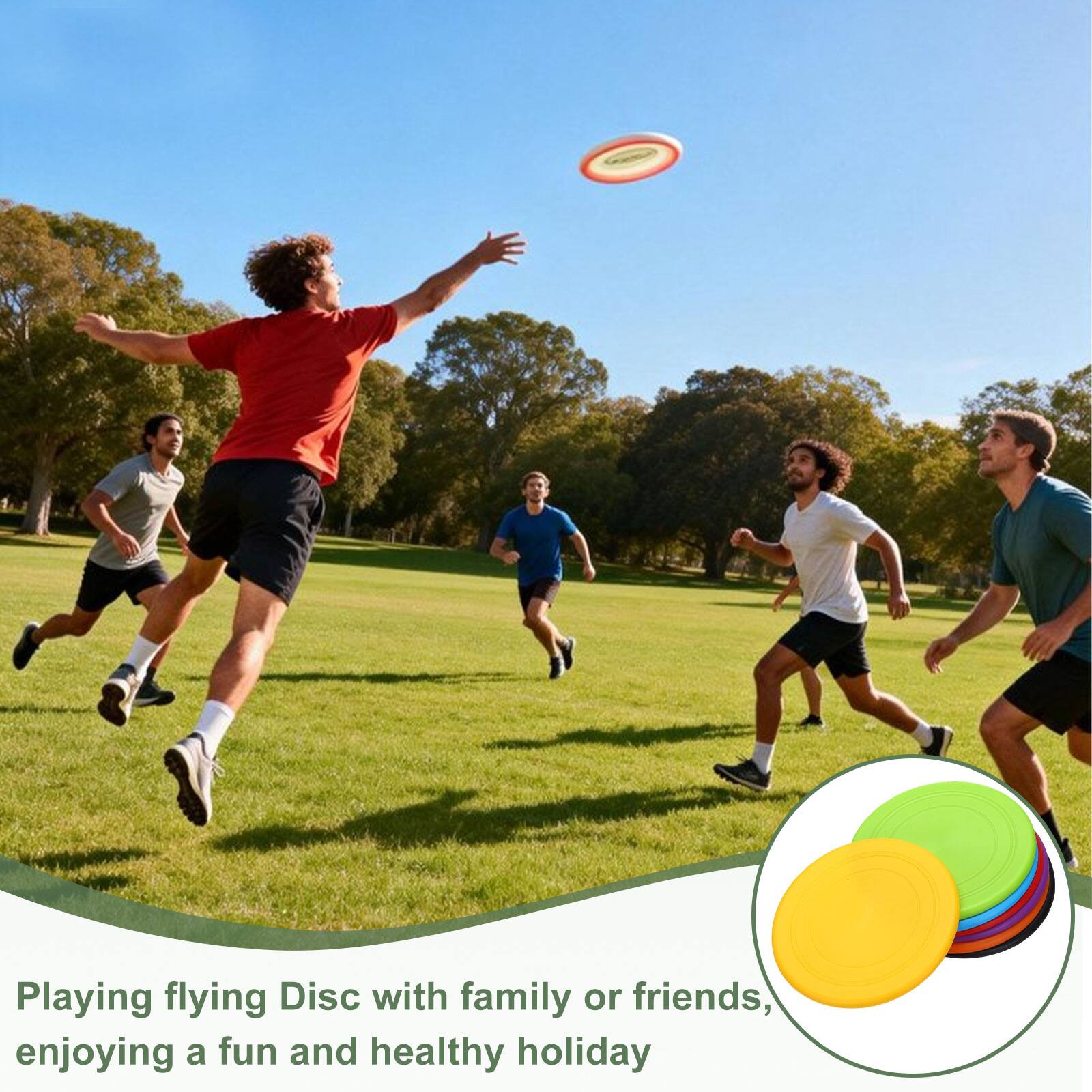 Playing flying Disc with family or friends, enjoying a fun and healthy holiday