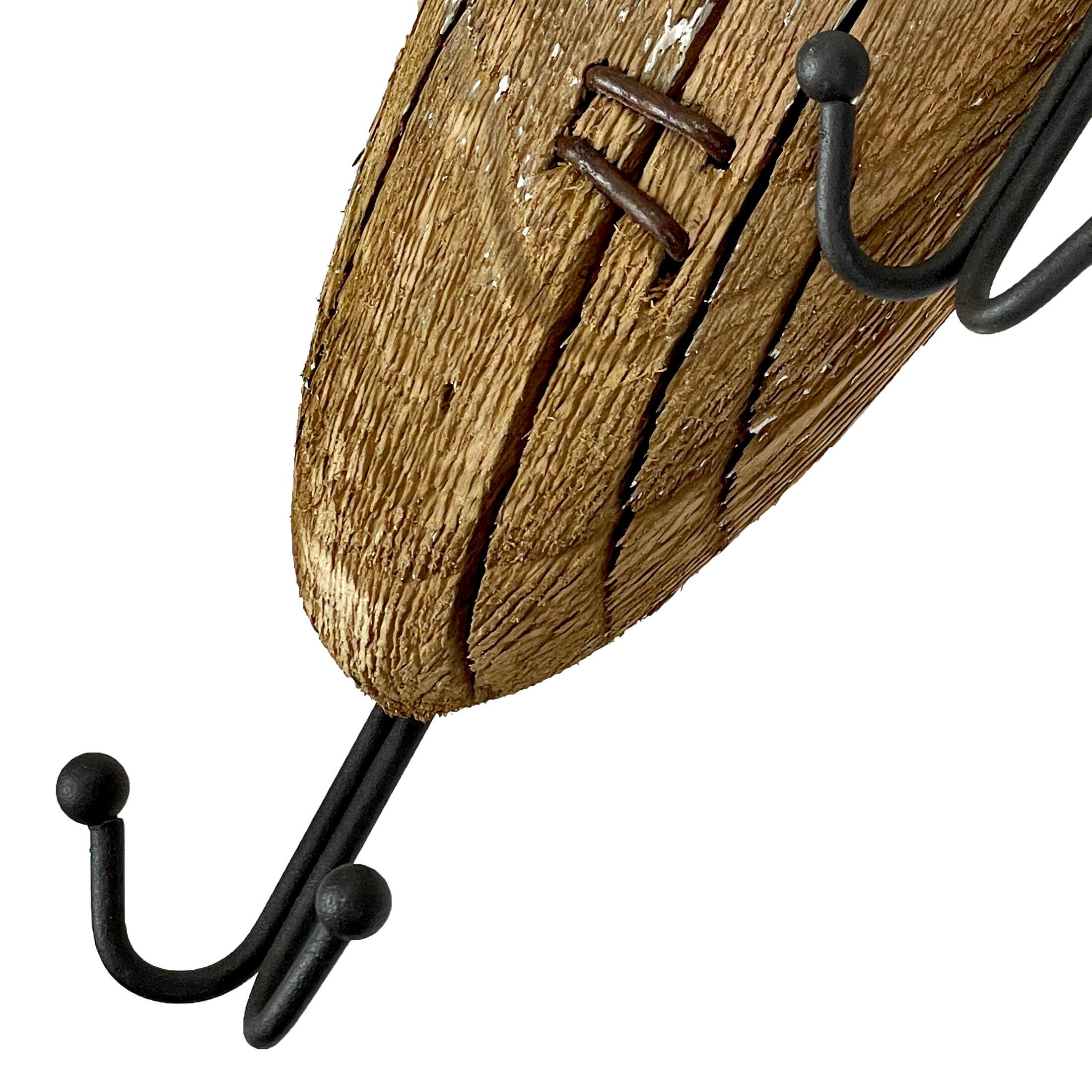 Alt View 2. Chesapeake Bay - Rustic Wooden Fishing Lure Wall Hook 14in Coastal Nautical Decor Organizer - Brown.