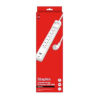 Staples
6 Outlet Surge Protector with USB
1000 J
HD10