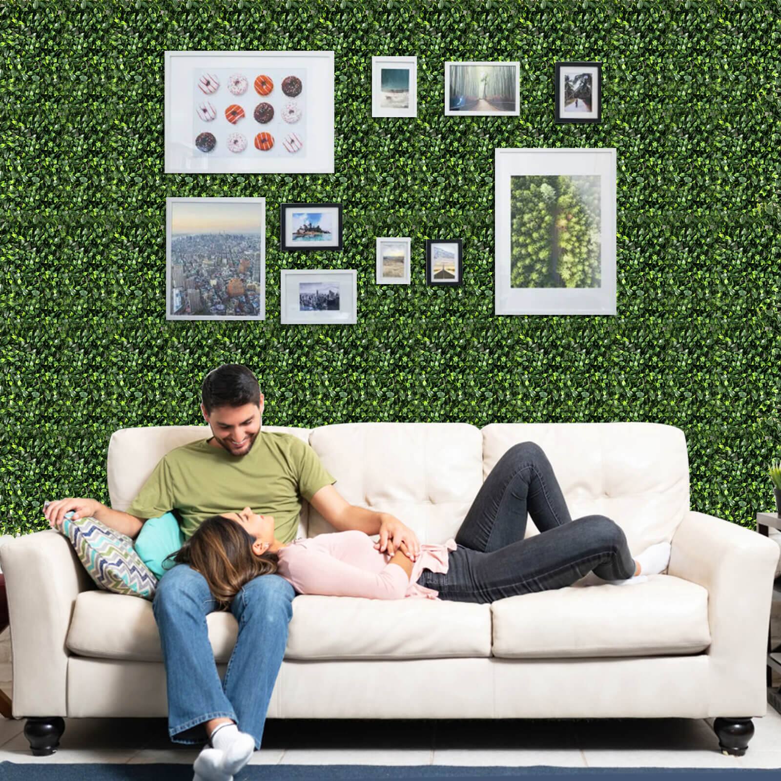 Alt View 3. Costway - Costway 12 Pcs Faux Topiary Gardenia Shrub Grass Panels with Insertable Branches 20" x 20" - Green.