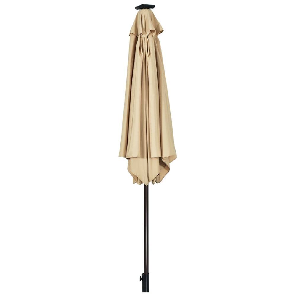 Angle. Kadyn - 9 Feet Solar LED Lighted Patio Market Umbrella Tilt Adjustment Crank Lift-Beige, Patio Offset Umbrella.