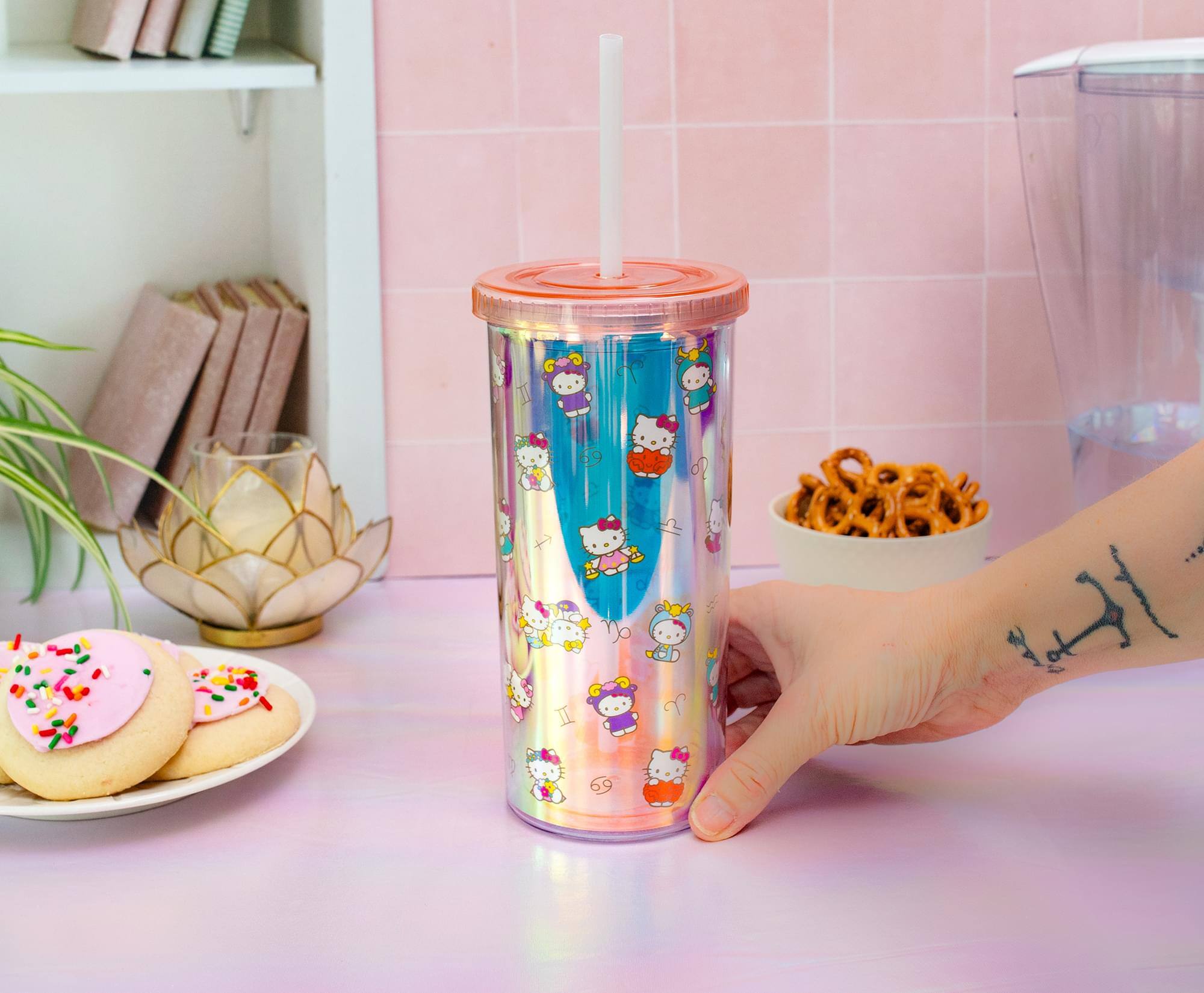 Alt View 3. Silver Buffalo - Sanrio Hello Kitty Zodiac Carnival Cup With Lid and Straw | Holds 20 Ounces - Multicolored.