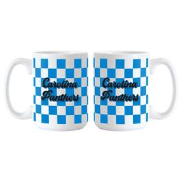 Logo Brands - Carolina Panthers 2-Pack 15oz. Checkered Wordmark Mug Set - Multicolor