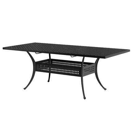 Front. Mondawe - Extendable Cast Aluminum Outdoor Dining Table - Black.