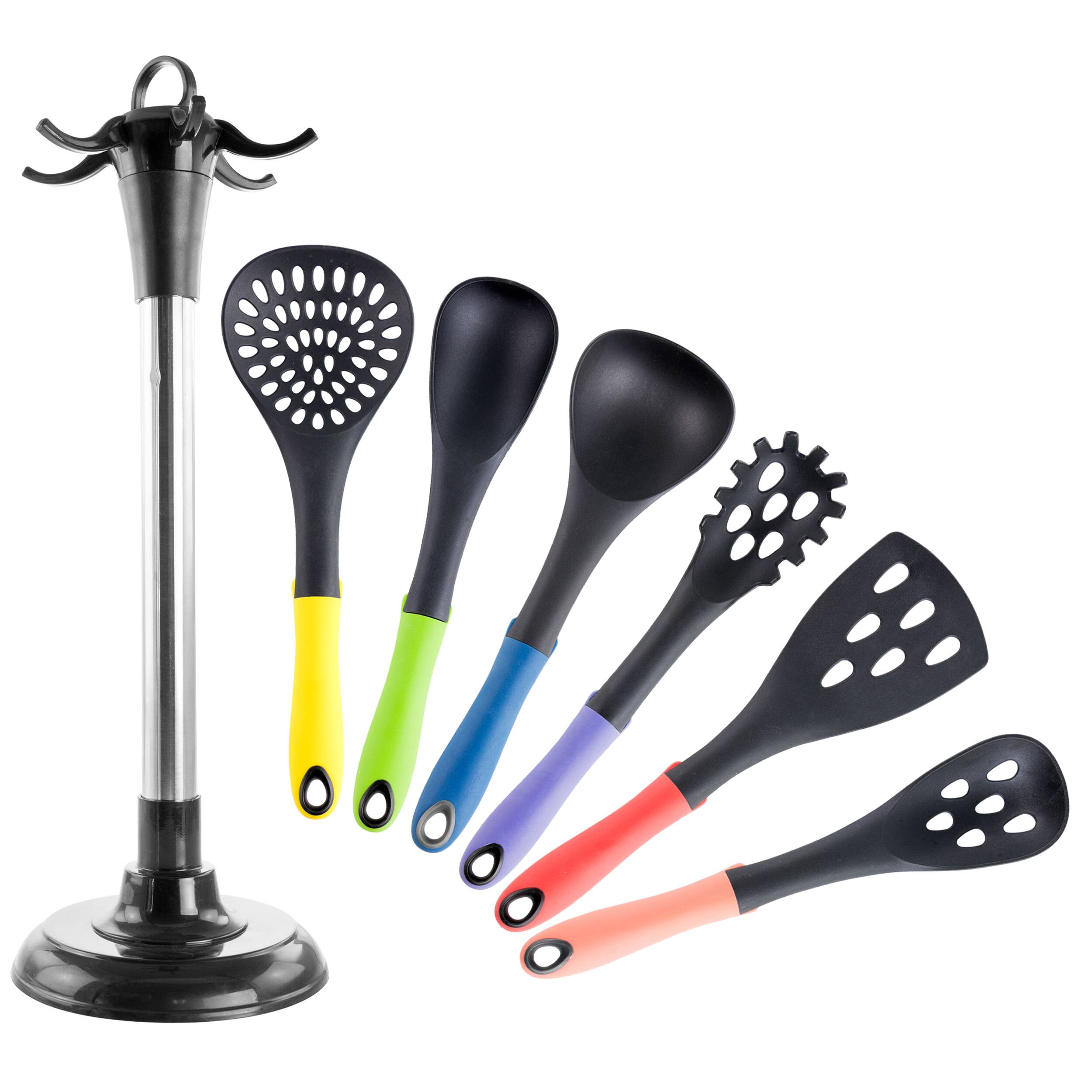 Alt View 9. MegaChef - MegaChef Assorted Color Nylon Cooking Utensils, Set of 7 - Black and Multi.