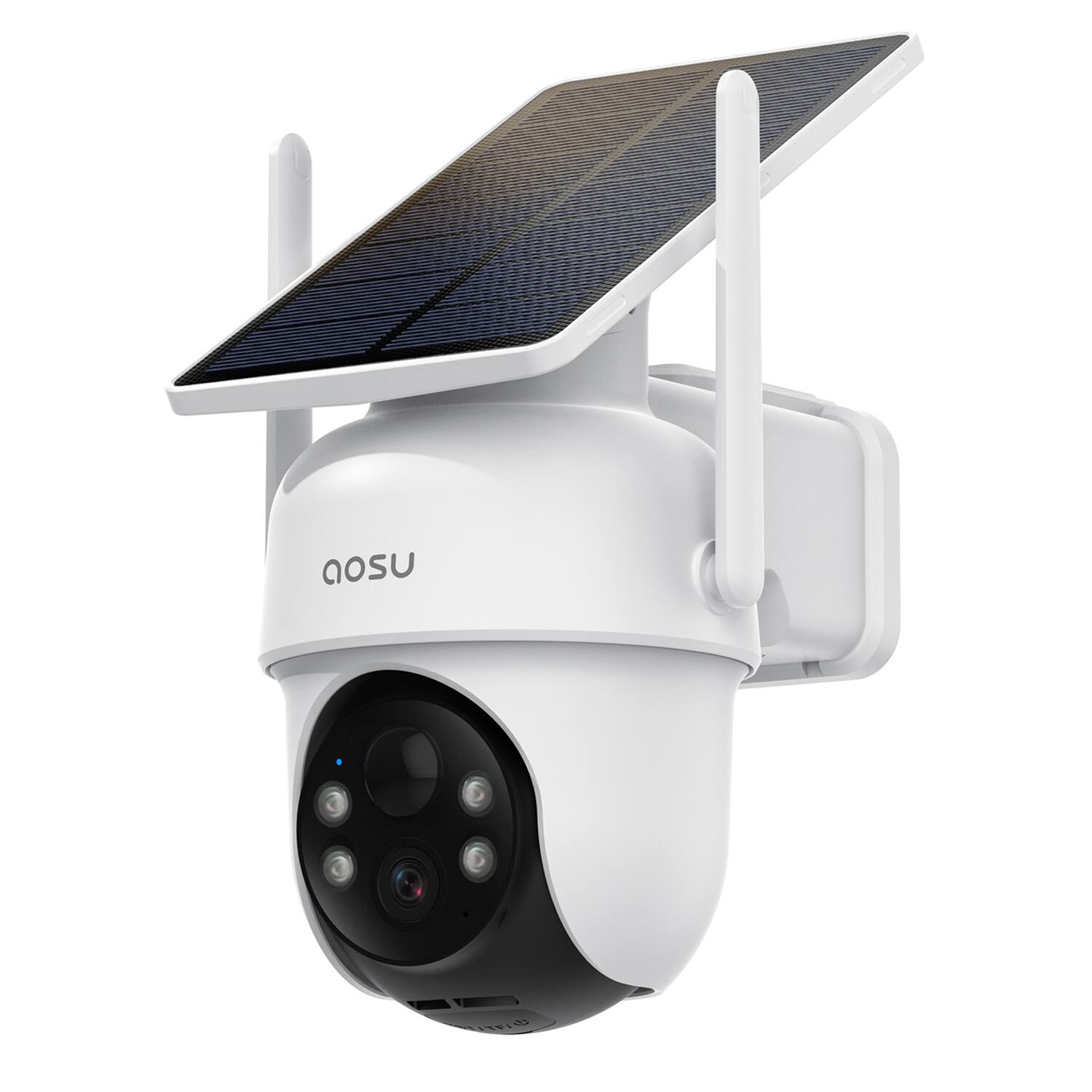 AOSU - C9C2CA11 2K QHD 3.0-MP Wi-Fi Outdoor AI-Smart Solar Security Camera with Panoramic PTZ and Auto-Tracking - White