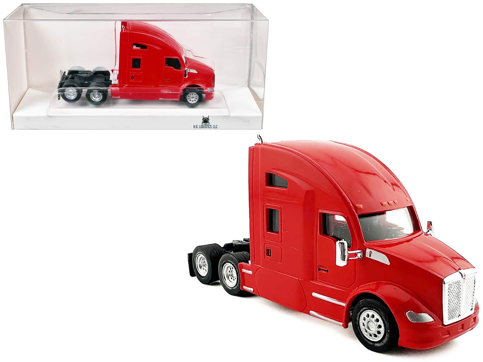 HO Logistics Replicas - Kenworth T680 Sleeper Cab 1/87 (HO) Plastic Model Car by HO Logistics - Red