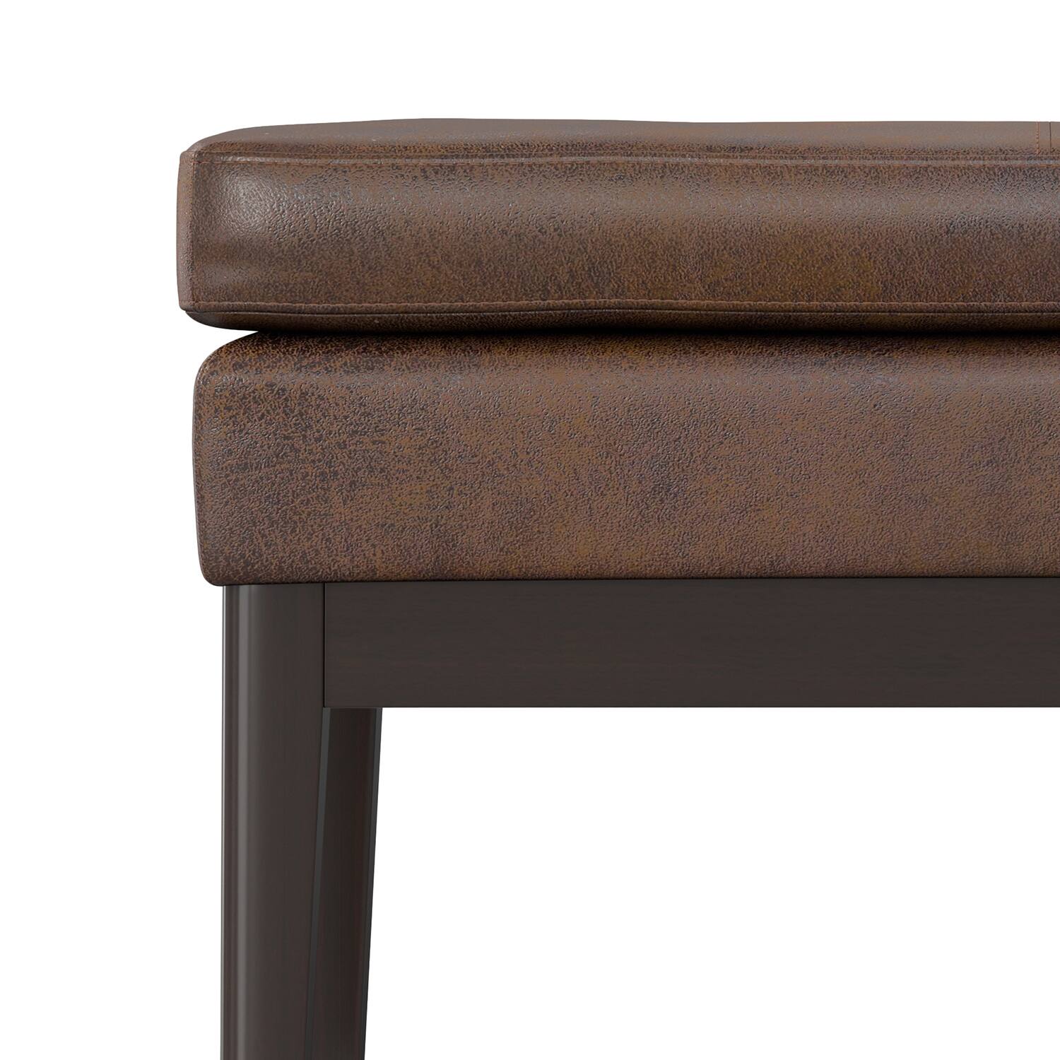 Alt View 5. Simpli Home - Carlson Small Ottoman Bench in Distressed Chestnut Brown - Distressed Chestnut Brown.