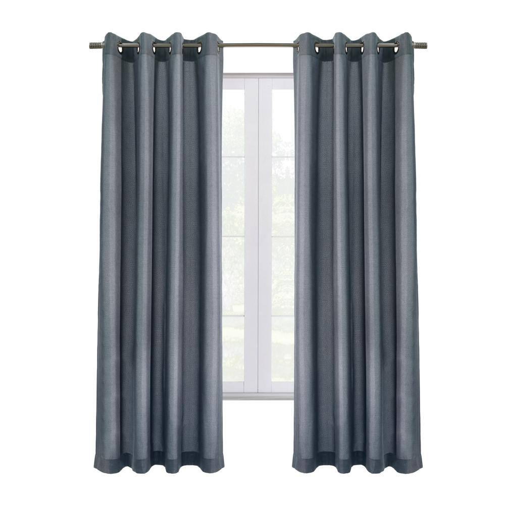Commonwealth Home Fashions - Thermaplus Edison Grommet Premium Quality Blackout Curtains Panel for Bedroom 52" x 108" - Blue