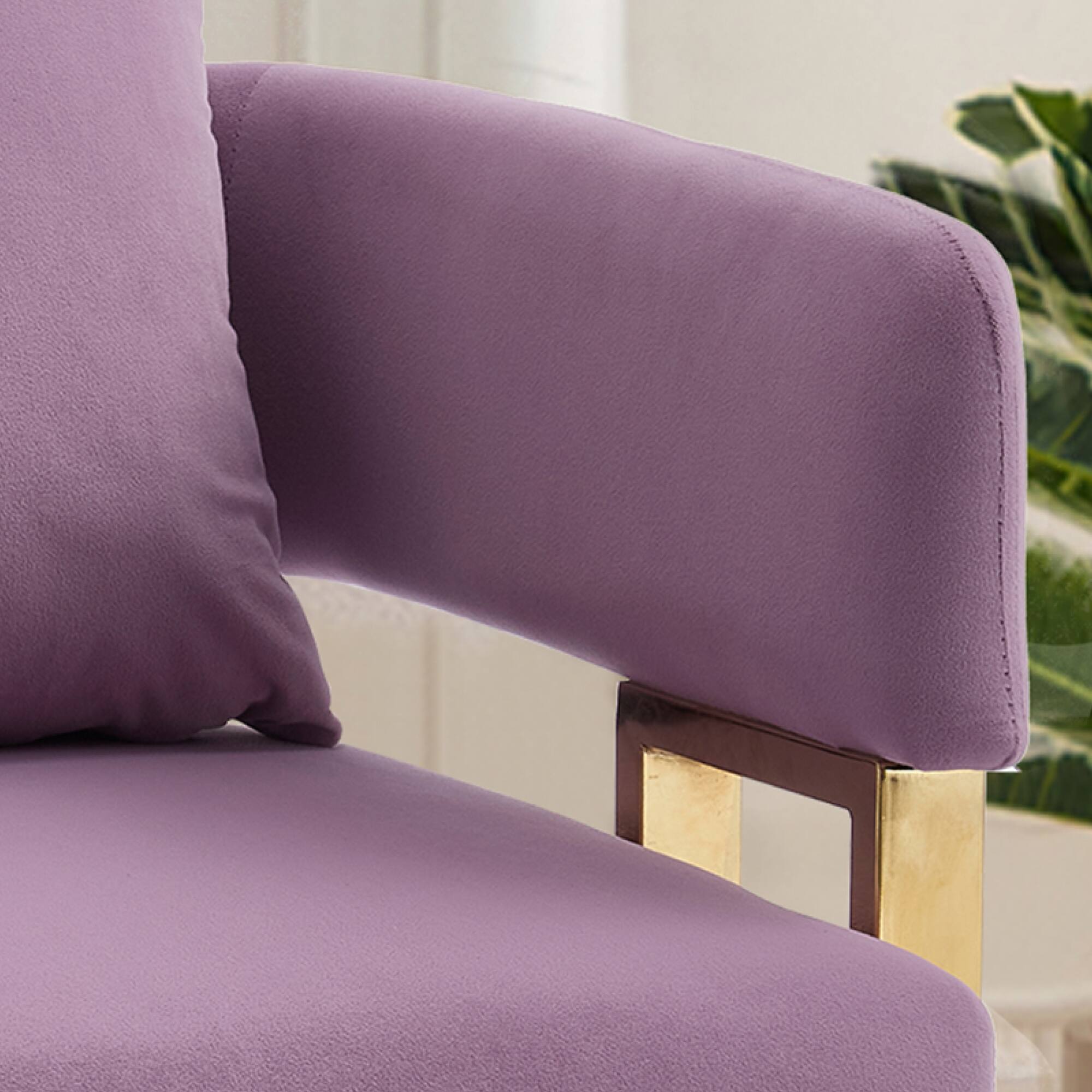 Alt View 1. GOODSILO - Modern Decorative Chair Set with Gold Metal Legs and Plush Upholstery for Living Room and Office - Lilac.