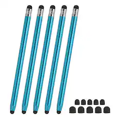 Front. Unique Bargains - 5pcs Stylus Pens 2 in 1 High Sensitivity Universal Pen Capacitive Stylus for Phone Tablets Laptop Touch Screen Devices - Sky Blue.